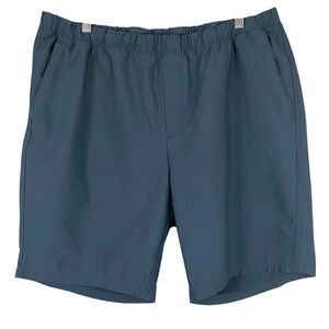Men’s 9” Pull On Elastic Waist Shorts With Drawstring In Blue Size XL